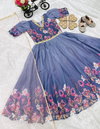 Oc 202 Taby Silk Organza With Digital Print Kids Wear Gown With Dupatta Exporters In India